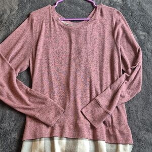 Maurices Pink and Gray Plaid Top